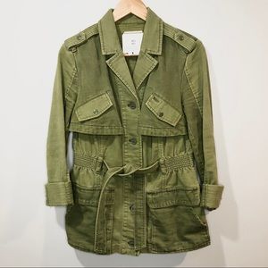 Hei Hei Olive Green Ruffle Anorak Utility Jacket